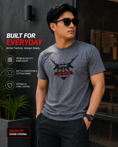 TACTICAL Embroidered T-Shirt Stone Gray Fully Computerized Embroidered SALE