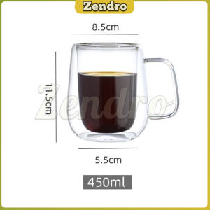 ZEO Glass Coffee Cup Beverage Cups Heat-resistant Milk Tea Mug 150-450ml