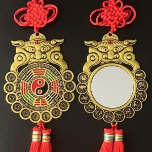 Beast Head Bagua Mirror Pendant Bagua Token Craftsmanship Ornament Tiger Head Twelve Zodiac Bagua Mirror Pixiu Arma Fortune Bagua兽头八卦镜挂件八卦令牌工艺摆件虎头十二生肖八卦镜貔犰招财八卦