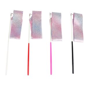 GHRDU Rhythmic Art Gymnastics Twirling Rod Flashing Star Kids Training Tool Ballet Streamer Rainbow Stick Gym Ribbons Dance Ribbon