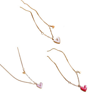 Stylish Small Heart Pendant Necklace Chain Necklace Handmade Necklace Stainless Steel Texture for Party Everyday Wear