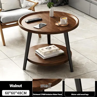 Nordic Round Coffee Table Solid Wood Small Round Table Living Room Side Table Sofa Corner Tea Table