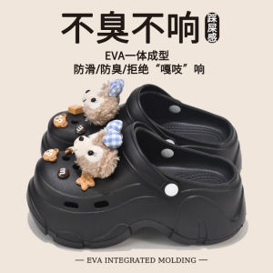 [Free Shipping] EVA Tank-Style Clogs For Women Fashionable Summer Outdoor Wear New Design With Laces Thick Soles For Added Height Non-Slip And Closed-Toe Sandals