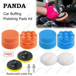 PANDA Sponge Poles Mobil 4 Inci 12 Buah Bantalan pemoles mobil busa Alat poles body set Mobil spons busa kit Polish Wax Spons Compound Waffle Buffer Polishing Pad Set 12PCS For Car Polisher [Stok&Pengiriman Cepat]