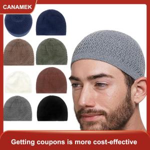 【CANAMEK】 Giản Dị Dệt Kim Hồi Giáo Người Đàn Ông Cầu Nguyện Mũ Mùa Đông Ấm Beanies Cap Hồi Giáo Ramadan