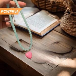 【PCWFKef】 Kpop resin kẹo màu tim Mặt dây chuyền thủy tinh đính cườm ngắn Choker cổ áo cổ Vòng cổ đồ trang sức quyến rũ thẩm mỹ Y2K phụ kiện