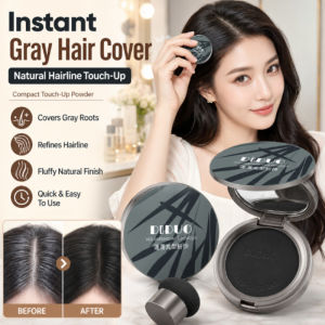 Hair Building Powder Root Touch Up Powder Instant Gray Hair Coverage Natural Hairline Powder Volumizing Hair Concealer Puff Hair Makeup Powder