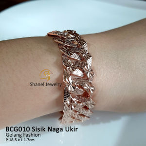 Frida Jewelry Bracelet Gelang Tangan sisik naga ukir Besar Gold Silver perhiasan Import Premium quality Emas Perak Cocok untuk pesta jalan jalan kondangan BCG010