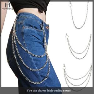 Hayating 1 2 3 Layer Long Metal Belt Chain Rock Punk Hook Trousers Pant Waist Link Metal Wallet Chain Keychain Ring Clip Keyring HipHop Jewelry