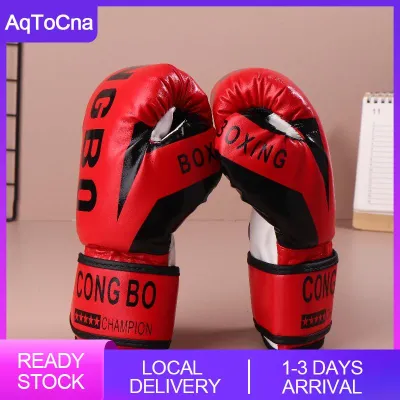 【AqToCna】 Kids 6oz Professional Boxing Training Sparring Gloves PU Leather Kids Breathable Muay Thai Punching Karate Training Gloves