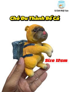 Chó Mặt Xệ Đu Thành Bể Cá (Trang Trí Bể Cá Cảnh) (Size 12cm)