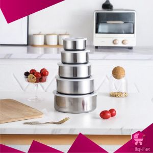 BabyShop-C1214 Rantang Stainless Steel 5in1 Dengan Tutup Plastik Portable / Tempat Penyimpanan Makan