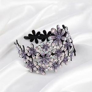 WELLNOW Flower Hairband Anti-slip Crystal Rhinestone Hair Claws Elegant Hair Accessories for Girl