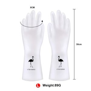 1Pair PVC Rubber Gloves Multifunctional Anti-slip Flexible Kitchen Washing Cleaning Gloves
