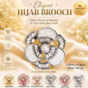 ZK Jewellery 1pc Kerongsang Klip Tudung Premium Rose Crystal Clip Brooch Hijab Muslimah K3537