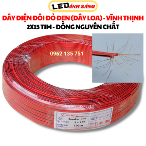 Cuộn 100m Dây điện đôi đỏ đen (Dây loa) 2x15 tim  Lõi đồng 100% Chuyên dùng cho Dây Loa hàn mạch điện tử