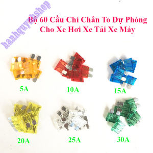 Bộ 60 Cầu Chì chân to Dự Phòng cho Xe Hơi Xe Máy Xe Tải