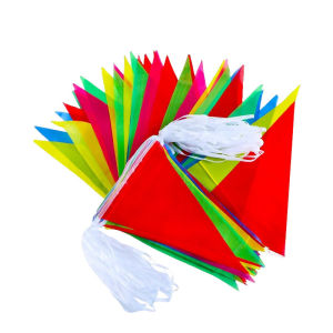 Emika Choice Rainbow Flags 100m x 150 Pcs Triangle Flag Banner Garland for Wedding Party Running Opening Event Outdoor Banner