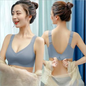 Thai Latex Seamless Bra Gathered Adjustable Push Up Sport Bra No Steel Ring Non trace Womens Bra