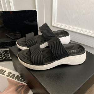 Free Shipping New Fashionable Thick-Soled WomenS Outdoor Slippers Color-Blocked Double-Strap Sandals Casual Flat-Soled Single-Strap WomenS Shoes