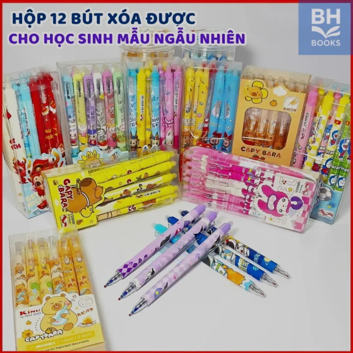 HỘP 12 Cây Bút Viết Gel BẤM TẨY XÓA ĐƯỢC Ngòi 0.5mm - Mực Xanh / Tím, Ngòi Êm, Mực Đẹp 【𝘽𝙖𝙤 𝙃𝙖𝙣 𝘽𝙤𝙤𝙠𝙨】 | Lazada Việt Nam