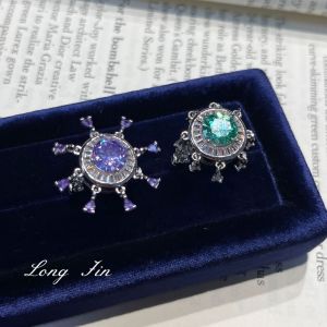 Retro Purple Mint Green Trevi Fountain Rotatable Ring Heavy Industry Adjustable Ring