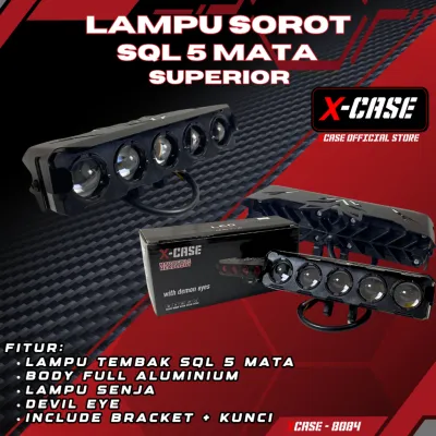 X-Case Lampu Tembak Sql 5 Mata Devil Eye Superior Quality All Weather Jauh Dekat Putih Kuning 8084