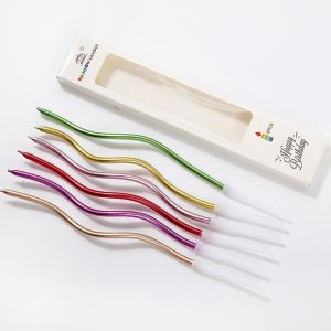 Baete 6pcs Colorful Spiral Candle Twisty Birthday Candles for Birthday Wedding Party and Cake Decoration