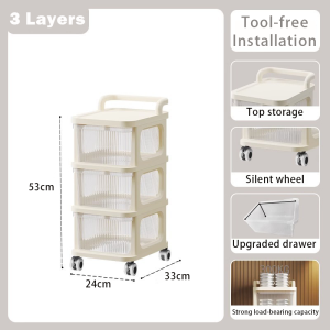 Multi-Purpose 3/4/5 Tier Trolley Utility Cart Rolling Trolley Household Rack Multifunction Storage Trolley Kitchen Organizer