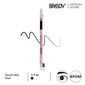 BRASOV Eyebrow Pensil Alis Duo 2.9 GR Dengan Sikat dan Peraut Eyebrow Pencil BPOM Black & Brown