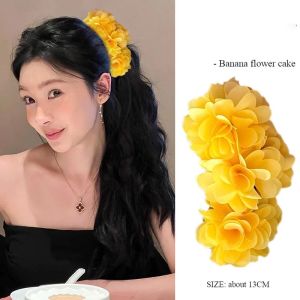 Flower Banana Hair Clip Hair Accessories Hair Vertical Clip Girl Back Head Ponytail Clip Korean Style