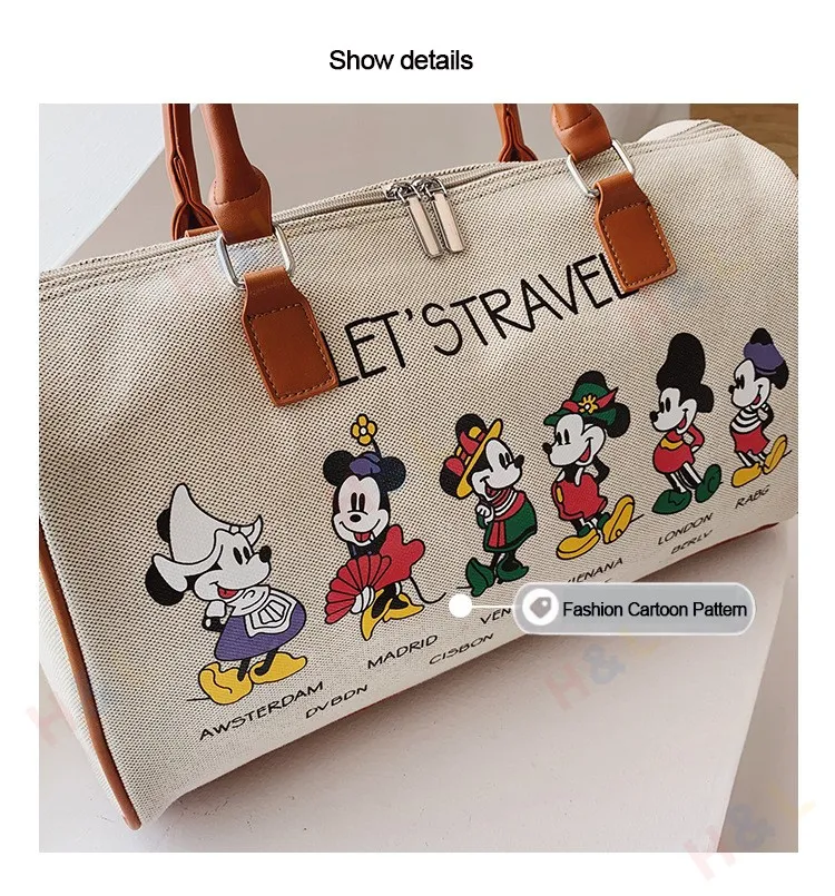🚚SG Seller🚚Mickey Fashion Canvas bag Travel Bag Women's Large