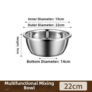AODDO Đậm đặc Bát inox Đa năng Loại dùng cho thực phẩm Bát trộn sâu lòng Bền bỉ Dung lượng cao Bát salad Sử dụng trong nhà bếp