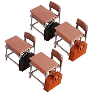 Collector Grade 1/12 Scale Classroom Furniture Toy Set For Dollhouses Includes Desk Chairs Bags