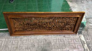 Kaligrafi Ayat Kursi Dinding Jati Ukiran Tembus 140x60