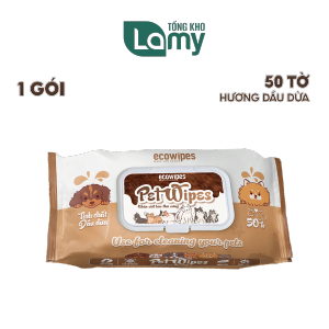 Khăn ướt vệ sinh thú cưng Pet Wipes gói 50 tờ mùi hương tự nhiên vừa làm sạch khử mùi cho chó mèo
