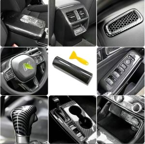 Car 7D Carbon Fiber Sticker Waterproof Glossy Vinyl Roll Motorcycle Decal Multi w/scraper