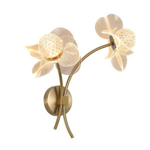 Glass Flower Wall Lamp Restaurant Luxury Villa Fixture No Flickering Dazzling Living Room Sconce