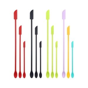 EZCOOK 3PCs Silicone Mini Spatula 2-in-1 Sauce / Cosmetics Scraper And Spoon Set Long And Thin Spatula