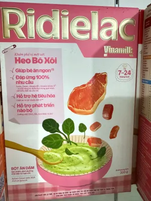 Bột ăn dặm RIDIELAC GOLD Heo bó xôi - Hộp giấy 200g( date 17/03/2026)