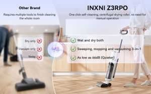 Máy lau hút bụi lau nhà INXNI Z3 Pro 3 trong 1 tự sấy giẻ diệt khuẩn