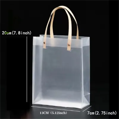 Frosted pp bags plastic gift bags with handles wrapping decor supplies high-quality translucent tote package transparent gift bags for wedding birthday party for guest candy souvenir product packaging bag handbag