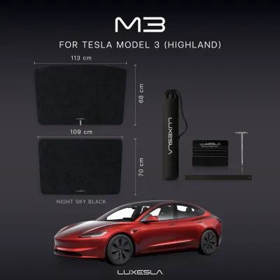 Luxesla ม่านบังแดดหลังคากระจก Tesla 3 Highland Standard 2026