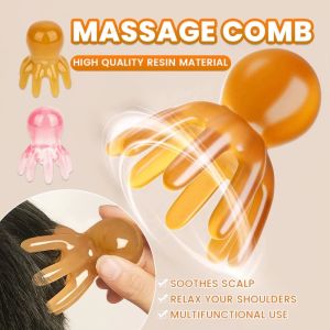 Resin Scalp Head Massager Octopus Massage Comb 8-Prong Head SPA Massage Comb Head Meridian