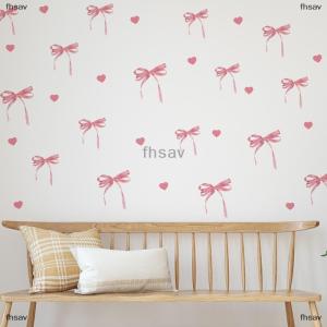 [COD] fhsav สติกเกอร์ติดผนังรูปโบว์สีชมพูน่ารักสติกเกอร์ติดผนังห้องนอนรูปโบว์หัวใจน่ารักสติกเกอร์ตกแต่งบ้านแบบ DIY