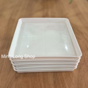 Bộ 05/10 Đĩa Lót Chậu Cây Vuông 13x13cm Màu Trắng Nhựa Dày
