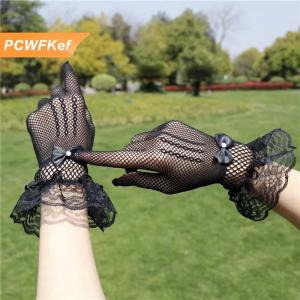 【PCWFKef】 Phụ Nữ Cổ Điển Sheer Ngắn Ren Găng Tay Cô Dâu Găng Tay Cưới Derby Tea Party Cổ Tay Chiều Dài Hoa Găng Tay Cho Bữa Ăn Tối Ưa Thích Trang Phục Phụ Kiện Găng Tay