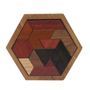 BENYTRO Montessori Tangram Intelligence Toy Wooden Parent-child Time Hexagon Tangram Puzzles Funny Safe IQ Games Puzzle Kids Adults