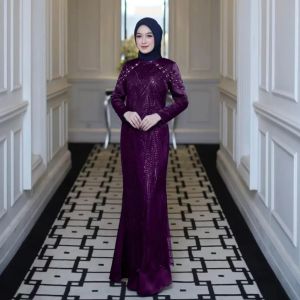 Gamis Mewah Lebaran Terbaru Luvita Dres Velvet Mix Brukat Plus Swaroski S M L XL XXL 3XL Dress Kondangan Jumbo Wanita Elegan Baju Muslim Remaja Kekinian Ootd Hijab Seragaman Pernikahan Warna Mahogany Burgundy Mocca Hitam Navy