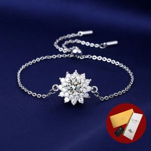 Diamcity (Free Gra Certificate) Gelang Bunga Matahari Moissanite 1 Karat Dapat Diatur